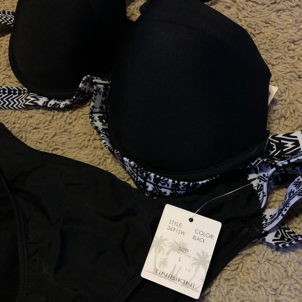 NWT TiniBikini Sexy Black Aztec Push Up Bikini Set